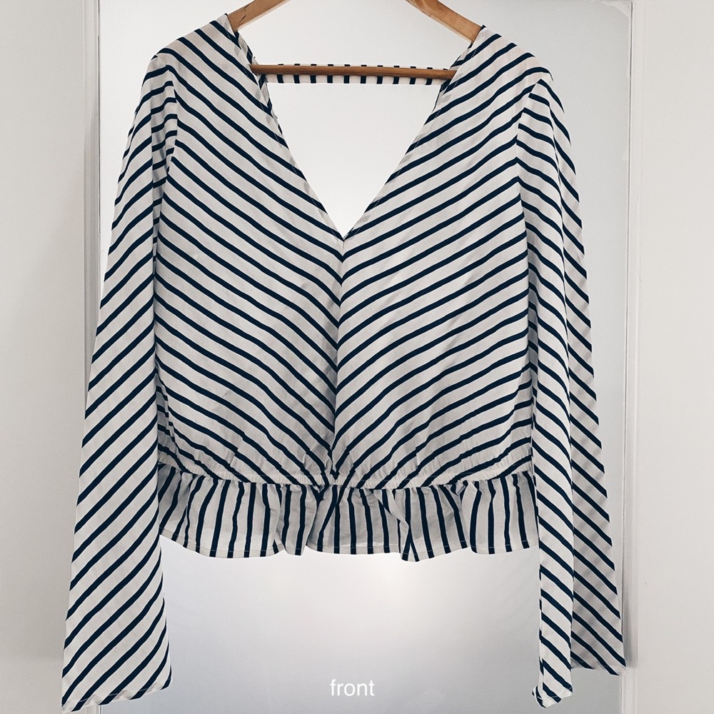 NWT Express white top with blue stripes.